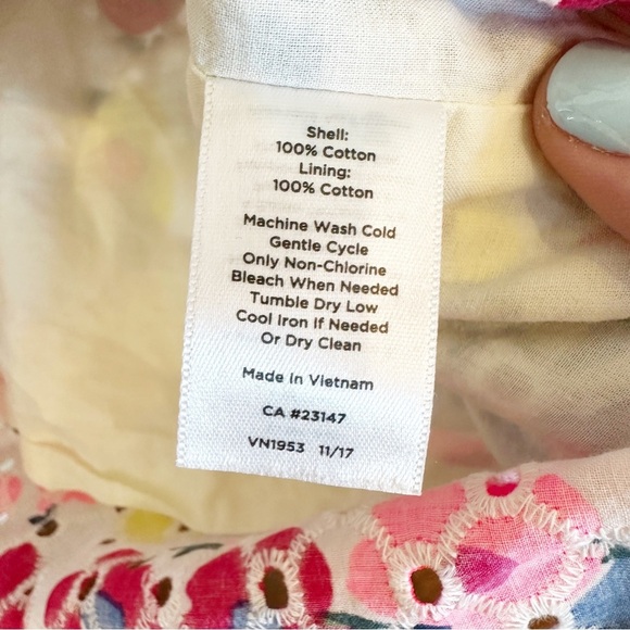 Talbots Women’s Neon Bright Colored Floral Eyelet Cotton Ruffle Sleeveless Dress - Picture 9 of 9